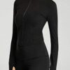 Lviefent Womens Lightweight Full Zip Running Track Jacket Workout Slim Fit Yoga Sportwear with Thumb Holes - Image 2