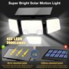 Solar Outdoor Lights - 3000LM 423 LED Motion Sensor Outdoor Lights, 4 Heads IP65 Waterproof Powered Security Flood Lights, 270°Wide Lighting Angle Wall Light with Dual Sensors for Backyard Yard Patio - Image 3