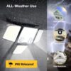 Solar Outdoor Lights - 3000LM 423 LED Motion Sensor Outdoor Lights, 4 Heads IP65 Waterproof Powered Security Flood Lights, 270°Wide Lighting Angle Wall Light with Dual Sensors for Backyard Yard Patio - Image 6